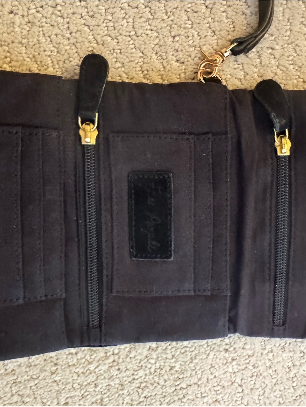 Free People Black Suede Foldover Clutch Wristlet Bag